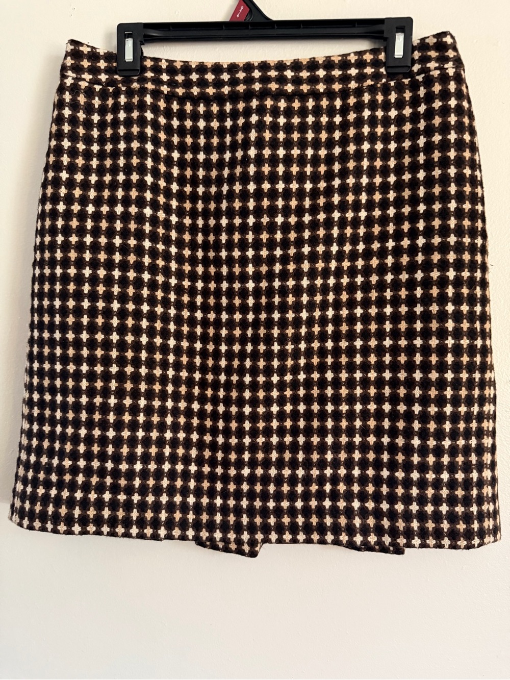 LOFT Black and Cream Mini Skirt with Geo Dot Pattern